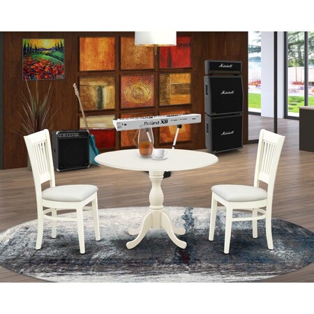 East West Furniture 3 Piece Dublin Modern Dining Table Set - Linen White DMVA3-LWH-C